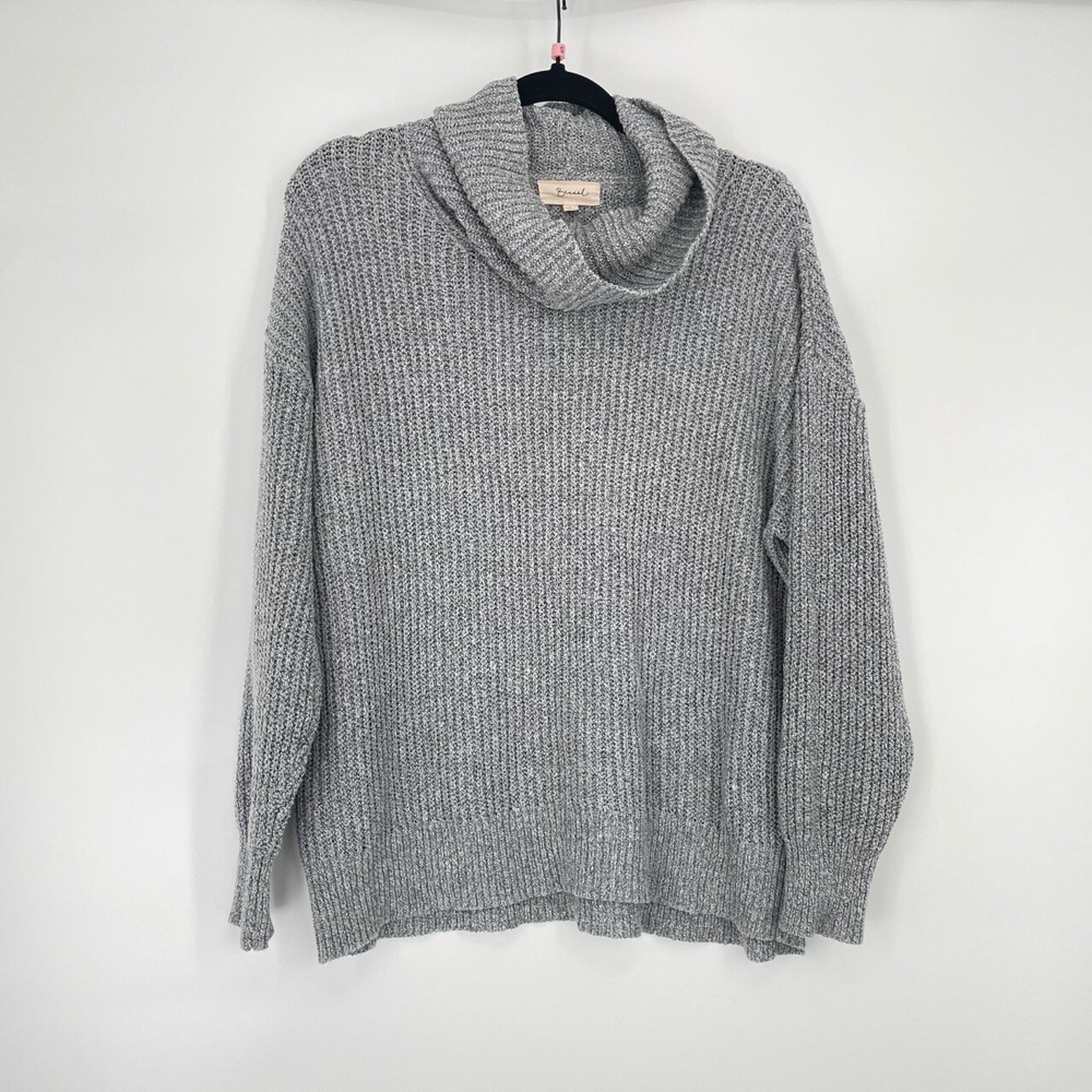 Becaal Womens Long Sleeve Waffle Knit Cowl Neck Long Sleeve Norm Core Sweater Lg